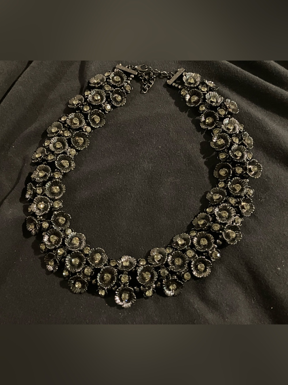 Black Floral Crystal Collar Necklace - Women Jewelry